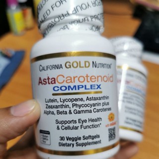 เบต้าแคโรทีน Beta Carotene​ Astaxanthin แอสตาแซนธิน AstaCarotenoid Complex Lutein Lycopene 30 Veggie Softgels​