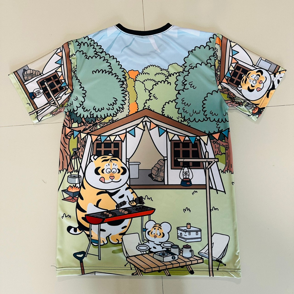 เสื้อยืดลายเสืออ้วนแคมป์ปิ้ง ลายใหม่ล่าสุด สายแคมป์ห้ามพลาดเด็ดขาด น่ารักสุดๆ