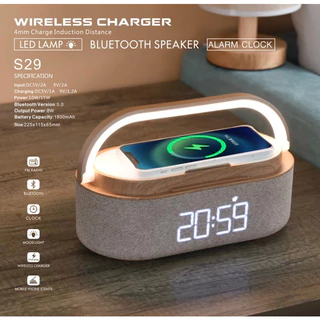 พร้อมส่ง S29 Wireless Charger ใหม่ไม้โคมไฟ LED ลำโพงบลูทูธชาร์จผู้ถือ15W Fast Charging Stand Hands ฟรี CALL