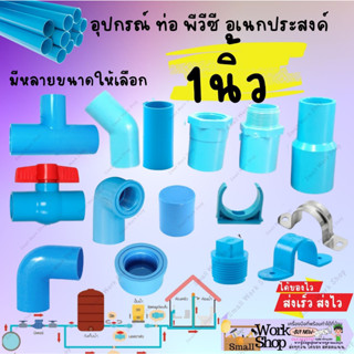 ข้อต่อ PVC พีวีซี 1 นิ้ว (25 มม.) ข้อต่อท่อ  : ต่อตรง สามทาง ข้องอ 90 45 เกลียวใน-นอก ครอบ อื่นๆ