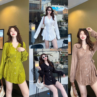 Mini dress เชิ๊ตแขนยาวผูกโบว์