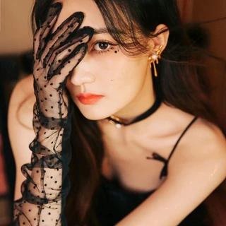 E3/5ถุงมือเจ้าสาวลายจุด ถุงมือแฟชั่นสำหรับผู้หญิง พร้อมส่ง ส่งไว