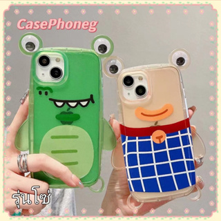 🍑CasePhoneg🍑ป้องกันการหล่น ขอบเต็ม iPhone 11 14 pro max พร้อมโซ่ รุ่นคู่ กบ การ์ตูน เรียบง่าย case for iPhone 12 13