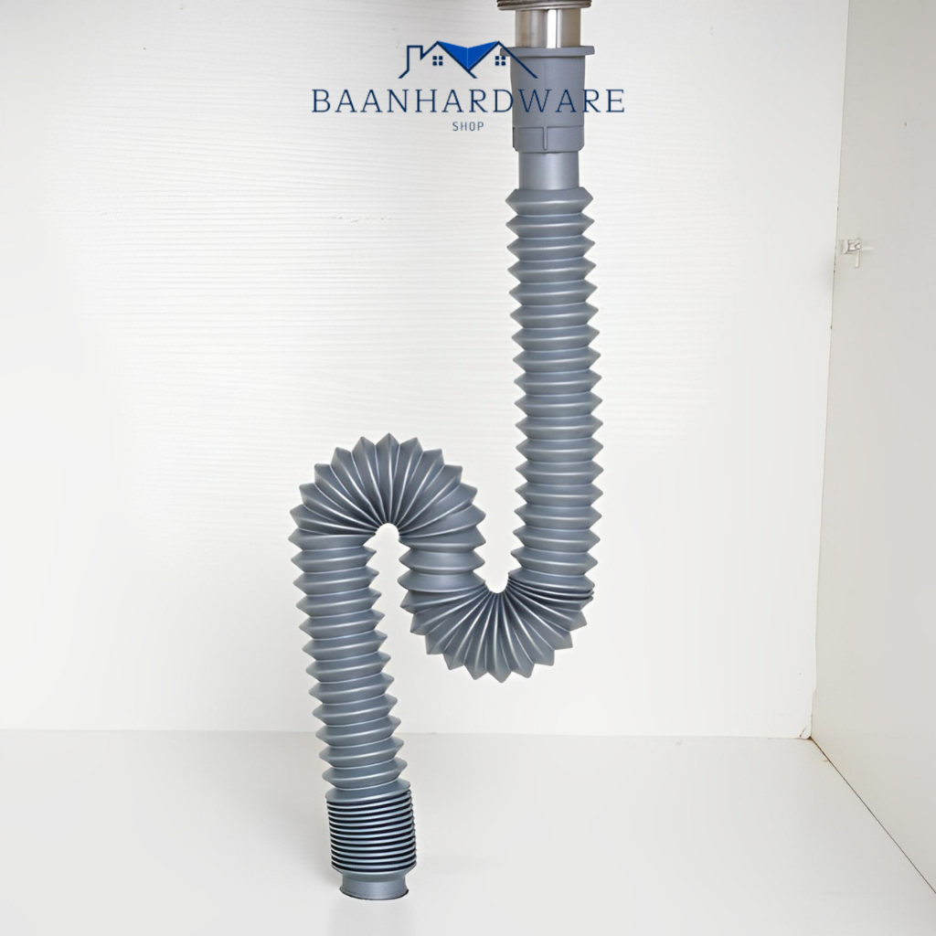 BAANHARDWARE สายท่อน้ำทิ้ง สายท่อน้ำออก สีเทา สำหรับเครื่องซักผ้าใช้ได้กับทุกยี่ห้อ และอ่างล้างจาน MA-J-018