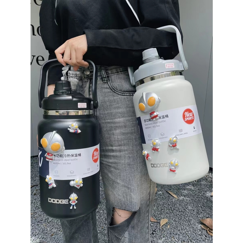 กระติกน้ำเก็บอุณหภูมิ ขนาดจัมโบ้ กระติกน้ำ DODGEของแท้% ขนาด 4.6 ลิตร 4600ML แถมล้างแก้ว+3Dสติ๊กเกอร