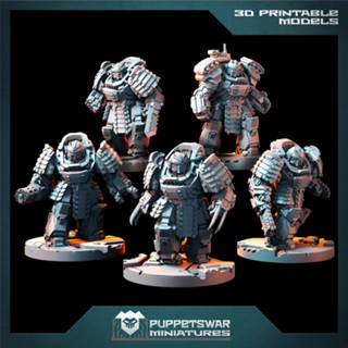 Bushi Heavy Strikers Breacher Squad - 3d print miniature board game model war game -  Puppetswar Miniatures