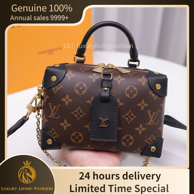 👜ชิปขนาดเล็ก มีใบเสร็จ LV Louis Vuitton Black Petite Malle Souple Bag การรับประกันสองปี ของแท้ 💯