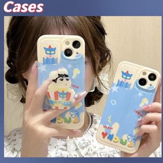 คูปองเคลม🎀เคสไอโ case for iphone 11 12 การ์ตูนอนิเมน่ารัก ซุปเปอร์แมน เครยอนชินจัง เคส 14 13 12 11 pro max ขาตั้งโทรศั