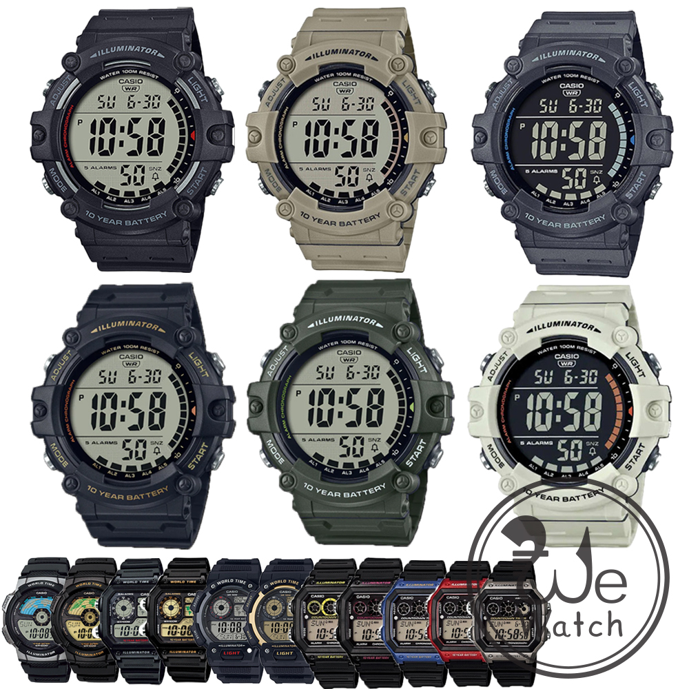 CASIO รุ่น AE-1500WH AE-1100W AE-1200WH AE-1300WH AE-1400WH นาฬิกาชาย สายเรซิ่น ประกัน1ปี AE AE1500