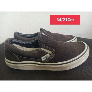 Vans Size 34 ยาว 21 Cm  รองเท้ามือสอง ผู้หญิง เท้าเล็ก  ผ้าใบ สวม แฟชั่น ลำลอง เที่ยว