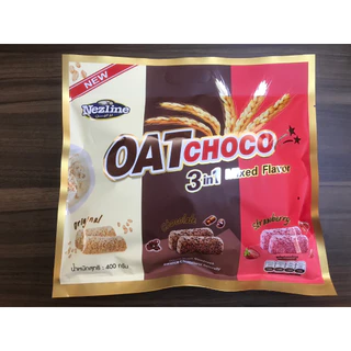 Nezline (3อิน1) ข้าวโอ๊ตอัดแท่งรวมรส 3 รสชาติในห่อเดียว ขนาด 400 กรัม Oat Choco Mixed 3 in 1 ตราเนสไลน์