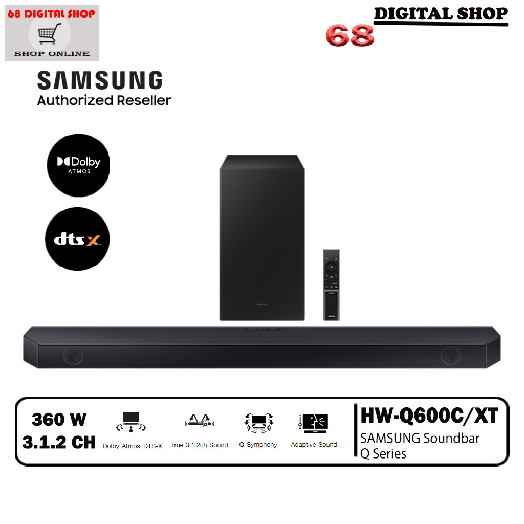 Samsung Soundbar ลำโพงซาวด์บาร์ซัมซุง Q600C Dolby Atmos (320 วัตต์ True 3.1.2 CH) รุ่น HW-Q600C/XT