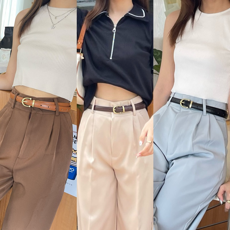 ✨Little Belt เข็มขัดหนังแต่งอะไหล่หัวเข็มขัดทอง สวยมากก