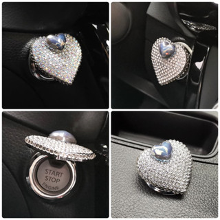 (พรีออเดอร์🛳) Diamond Heart Ring กรอบหัวใจเพชร ปุ่ม push start หรูหรา น่ารัก ตกแต่งปุ่มสตาร์ท ติดง่าย แน่น พร้อมกาว