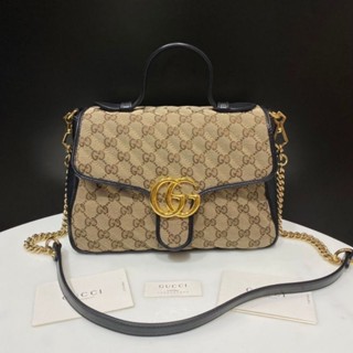 👜Used gucci marmont small top handleมีหูถือ สวยค่ะ