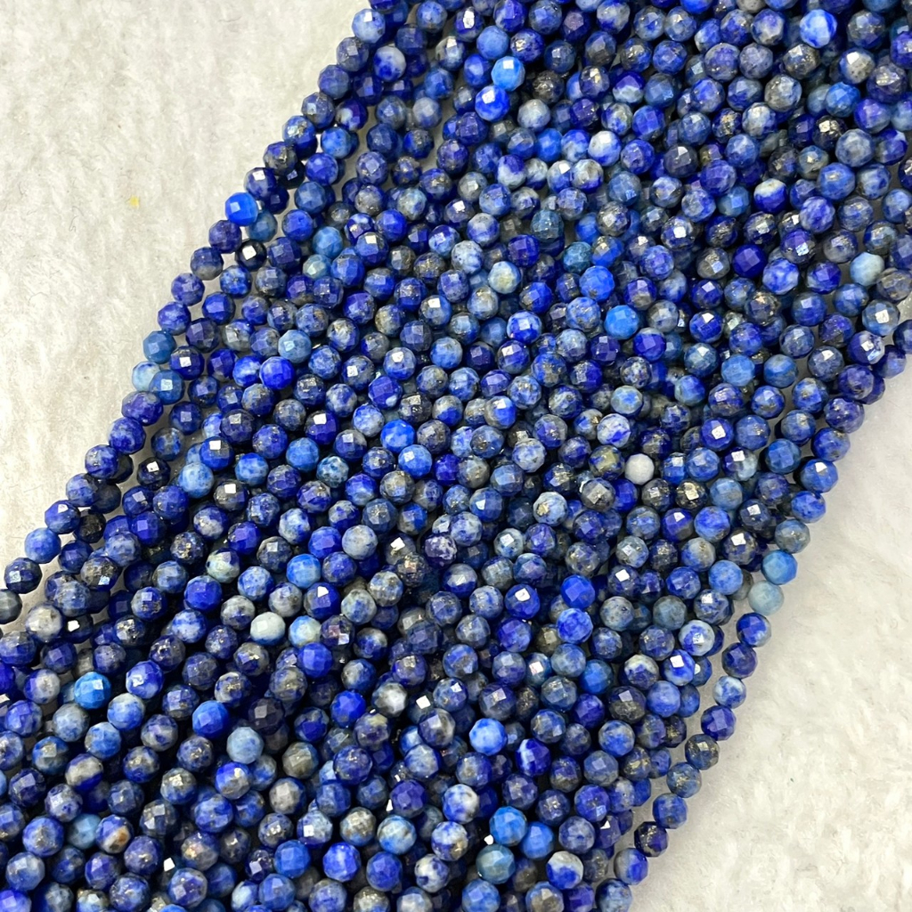 ลาพิสลาซูลี Lapis Lazuli 3 mm เจียเหลี่ยม เส้นยาว
