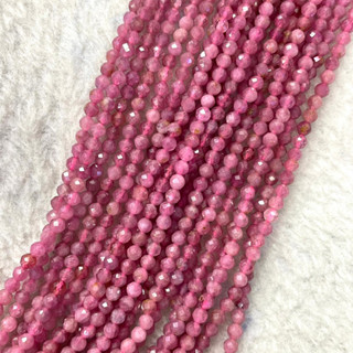 พิ้งค์ ทัวมารีน (Pink Tourmaline) 3 mm เจียเหลี่ยม เส้นยาว