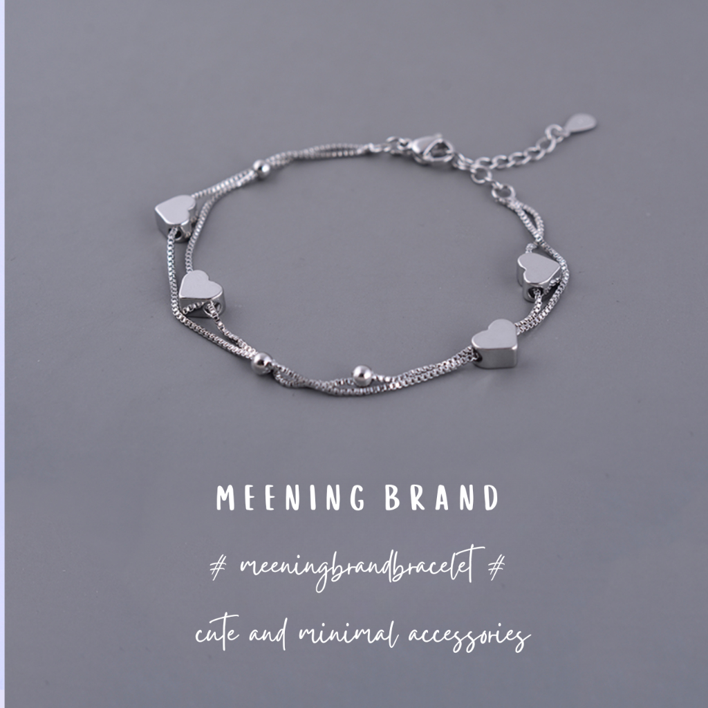 MeeningBrand สร้อยข้อมือเงิน HEARTS [01-0024]