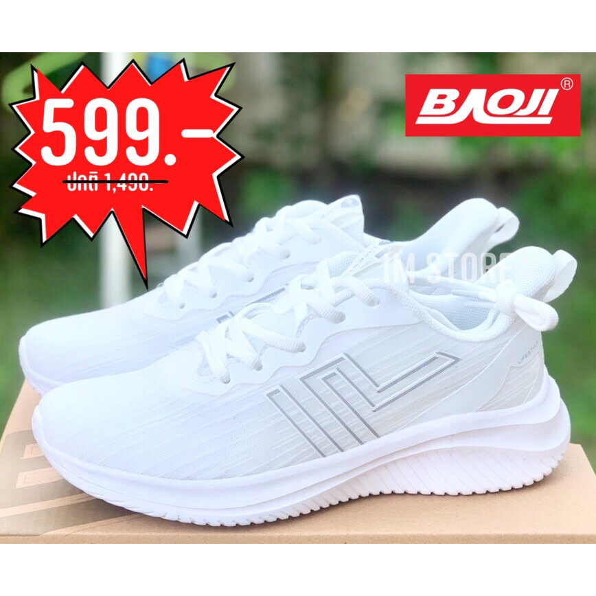 BAOJI ลิขสิทธิ์แท้ SALE รองเท้าบาโอจิ เบาจิ สีขาว ผู้หญิง นุ่ม สบาย ออกกำลังกาย ผ้าใบ 978
