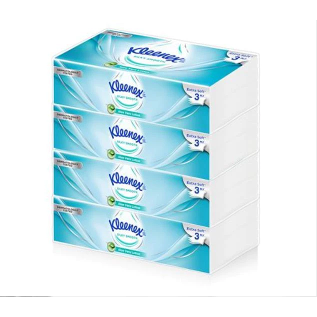 หนา3ชั้น กระดาษเช็ดหน้า KLEENEX SIKY SMOOTH 70 แผ่น แพ็ค4
