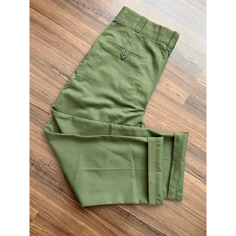 กางเกงขายาววินเทจ สไตล์ Workwear สีเขียวทหาร งานอเมริกา ของแท้ Made in USA🇺🇸