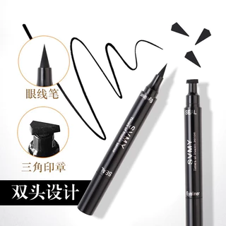 S-20🌟2 in 1 อายไลเนอร์ กันน้ํา หัวใหญ่ ปากกาอายไลเนอร์ แสตมป์สองหัว กันน้ำ ติดทนนาน แห้งเร็ว