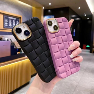 114 เคสโทรศัพท์มือถือแบบนิ่ม TPU ลายสาน 3D สําหรับ iPhone 11 12 13 14 Pro Max 13Pro 12Pro 14Pro 14Plus X XR XS 7 8 Plus