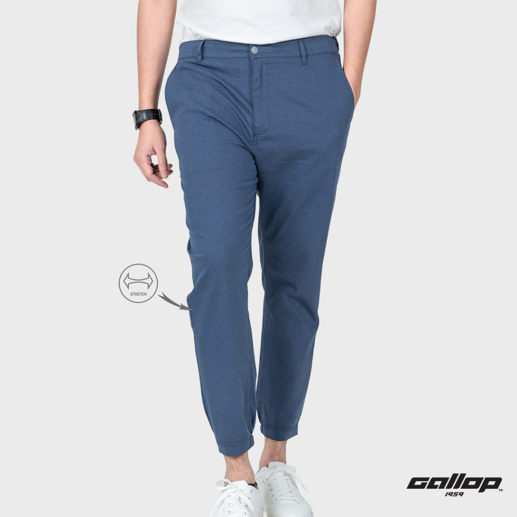 GALLOP : Men's Wear Jogger Pants กางเกงขาจั๊ม รุ่น ผ้าทอริ้ว GL9010 สี Royal Blue - ฟ้า