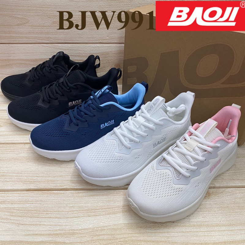 Baoji BJW 991 รองเท้าผ้าใบหญิง สนึกเกอร์ (37-41) สีดำ/ดำทอง/ขาว/ครีมชมพู/กรมฟ้า ซส