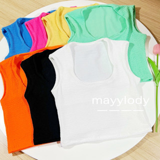 💙mayylody💙 เสื้อครอปกล้ามคอเหลี่ยม ทรงเสื้อมาใหม่ ทรงสวยเก๋ สุดฮิต 💛💚💙💜 ผ้าลอนมาม่า ยืดหยุ่นเยอะ ใส่สบายสุดๆ ครอป