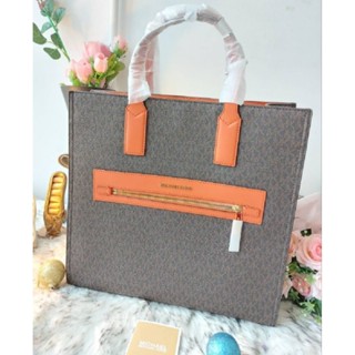 NEW MK #tote ใบใหญ่คร้า Kenly LG Leather Tote Tangerineใส่ได้ทุกอย่าง แข็งแรง ทนทาน