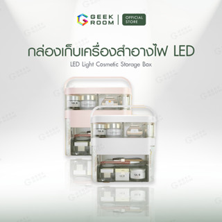 กล่องเก็บเครื่องสําอาง มีไฟLED ที่เก็บเครื่องสำอางกันฝุ่น กล่องใส่เครื่องประดับ กระเป๋าใส่เครื่องสำอาง