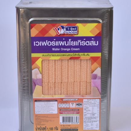 ขายยกบีป!! เวเฟอร์แผ่นรสส้ม เวเฟอร์ส้ม ขนาด 1.1 KG ขนมปังตราวีฟู้ดส์ VFOODS ขนมปังปี๊บกลาง