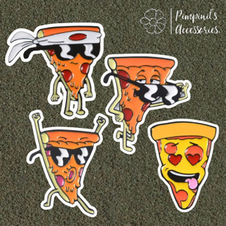 ʕ •ᴥ•ʔ ✿ พร้อมส่ง : เข็มกลัดเซ็ทพิซซ่าหรรษา | Happy Pizza Enamel Brooch Pin Set.