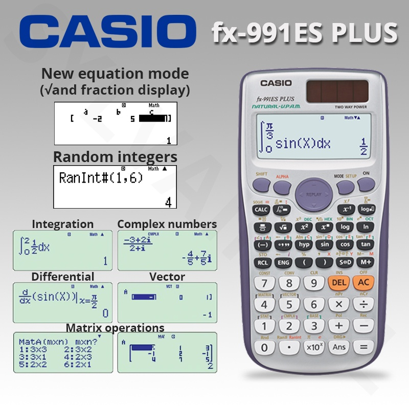 【กลับมาเดี๋ยวนี้】เครื่องคิดเลขวิทยาศาสตร์ Casio รุ่น FX-991ES-Plus เครื่องคิดเลขมัลติฟังก์ชั่นใหม่เพิ่มฟังก์ชั่นใหม่