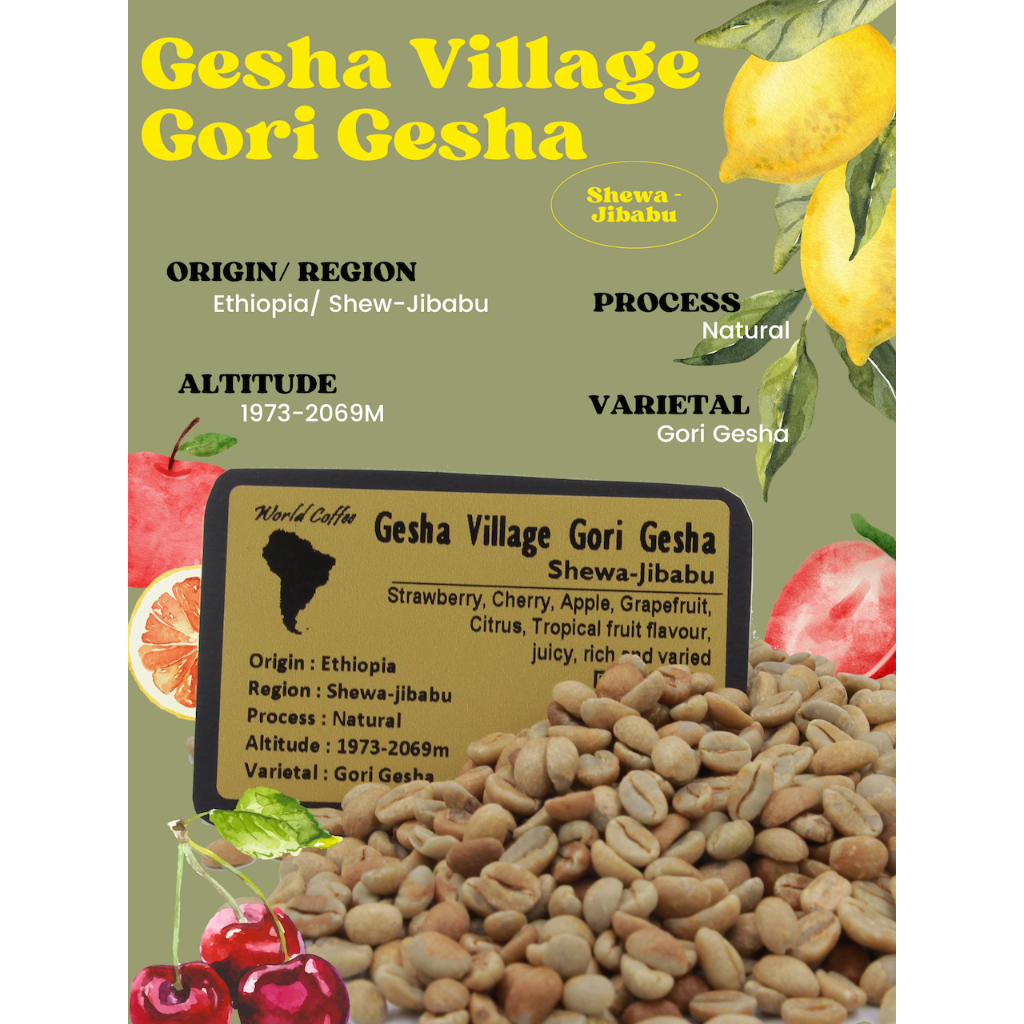 🚚พร้อมส่ง💯 เมล็ดกาแฟดิบ Gesha Village Gori Gesha Natural process/ เมล็ดกาแฟนอก/เมล็ดกาแฟสาร เอธิโอเป