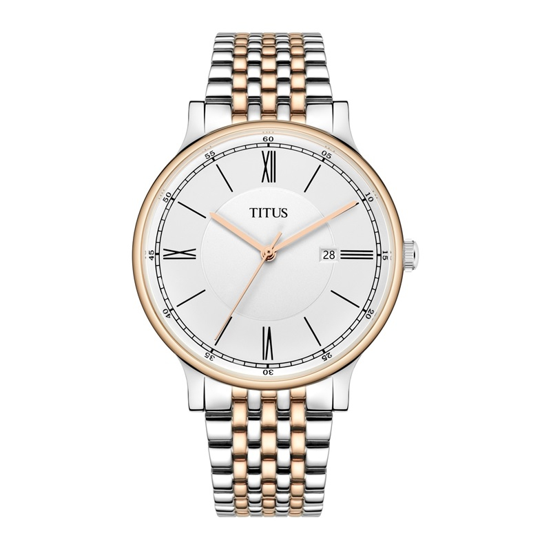 Solvil et Titus (โซวิล เอ ติตัส) นาฬิกาผู้ชาย Classicist 3 เข็ม วันที่ ระบบควอตซ์ สายสเตนเลส ตัวเรือน 42 มม. (W06-03044)