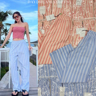 💫พร้อมส่ง💫Candy striped pant • ฮิตตลอดกาล กางเกงขายาว ผ้า cotton ทรงกระบอก ดีเทลแต่งกระดุม เอวสม๊อคยางยืด สีน่ารักมากก