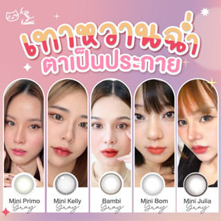 Kitty Kawaii เลนส์สีเทาหวานฉ่ำ ตาเป็นประกาย คอนแทคเลนส์รายเดือน ค่าอมน้ำ55%