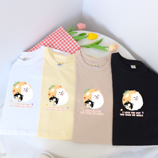 ✅พร้อมส่ง เสื้อครอป คอตตอน 100% สกรีนลาย dog เสื้อยืดครอป Cotton