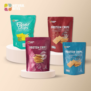 Protein Chips BBQ, Original, Smoky BBQ Flavour &amp; Crispy Chips with Spinach (Natural Bites Brand) (4 ซอง)