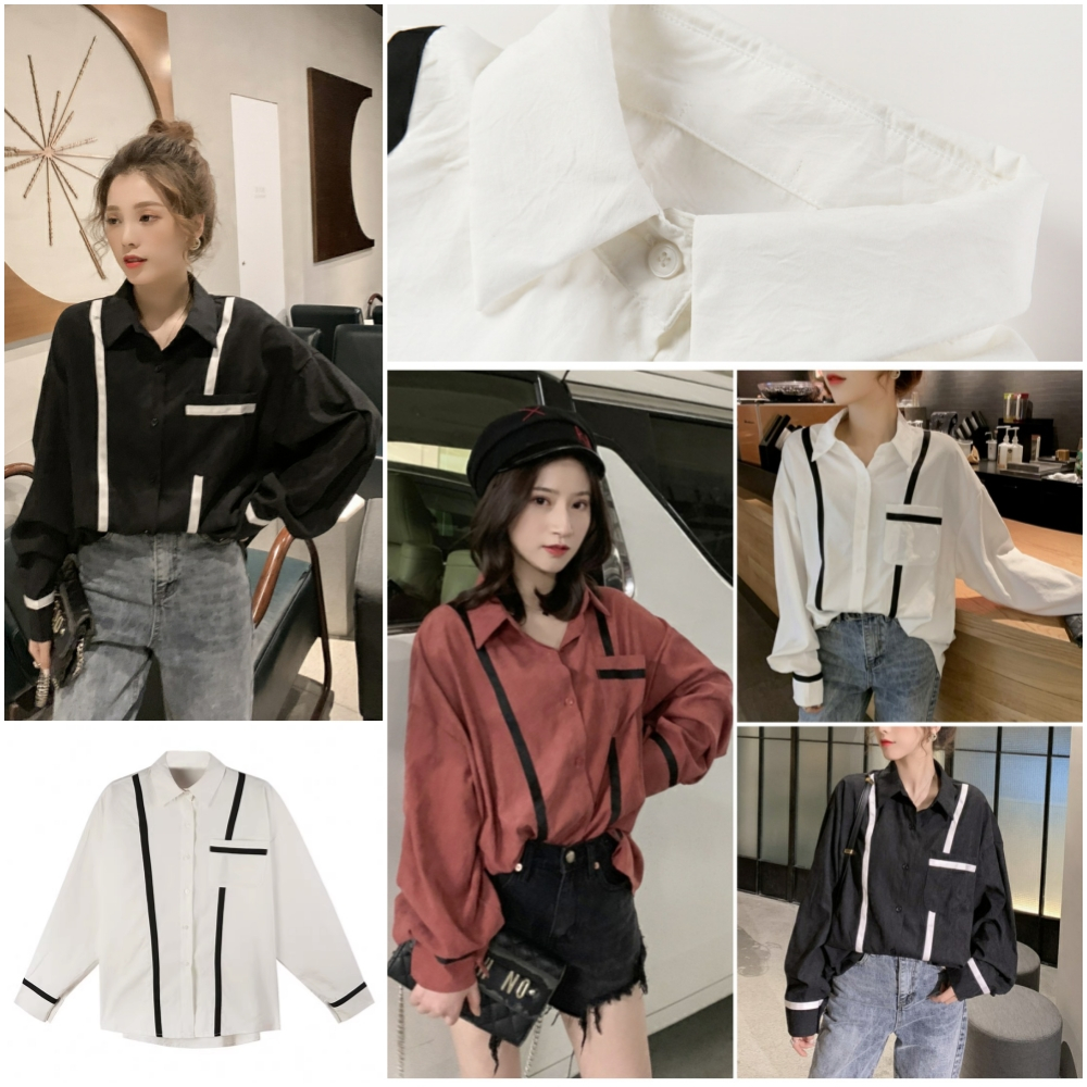 🔥ส่งไว จากไทย🔥 WM7735 มี 2 สี【free size】เสื้อเชิ้ตแขนยาวแฟชั่นเกาหลีสําหรับผู้หญิง ทรงหลวมใส่สวย เนื้อผ้านิ่ม