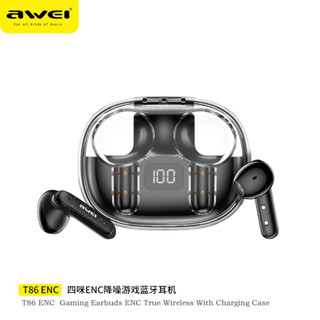 Awei*T86  ENC หูฟังอินเอียร์ หูฟัง ไร้สาย TWS Dual Dynamic Driver Earbuds จอแสดง LED กันน้ำ/กันเหงื่อ