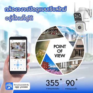 FNKvision กล้องสองเลนส์ Camera 2IN1ดูพร้อมกันได้ 8MP กล้องวงจรปิด wifi กลางคืนภาพสี กล้องวงจรปิดไร้สาย กันน้ำ