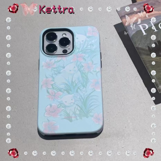 💜Kettra💜ดอกไม้ ลวดลาย ฟ้าอ่อน ฝัน เรียบง่าย iPhone 11 14 pro max ป้องกันการหล่น ขอบเต็ม เล็กและสด case for iPhone 12 13