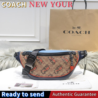 พร้อมส่ง🌟แท้ 💯%Coach กระเป๋าคาดเอว RIVINGTON ในซิกเนเจอร์ Canvas Abstract Carriage กระเป๋าคาดหน้าอกผู้ชาย C4591