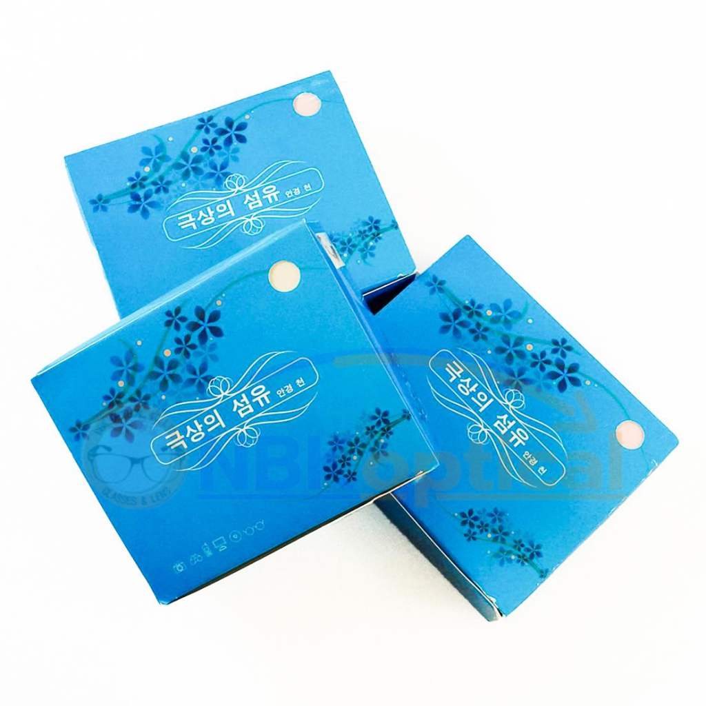 [พร้อมส่ง ] (กล่องฟ้า)ผ้าเช็ดเลนส์แว่นตานาโนกล่อง100ผืน