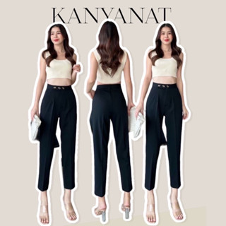 (K02)Rochef material thick more stretch fabric กางเกงขาเดฟ 8 ส่วน ขอบยื่น กระดุม3 เม็ด เนื้อหนานุ่ม ป้ายKANYANAT 💕