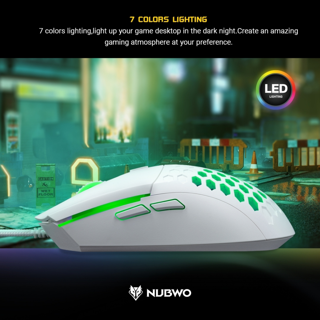 🎮 GAMING NUBWO NM-94M GAMING MOUSE เมาส์เกมมิ่ง มีไฟ RGB MURDERER SILENT Macro เมาส์มาโคร เสียงเงียบ ปรับ DPI 6400 NM094
