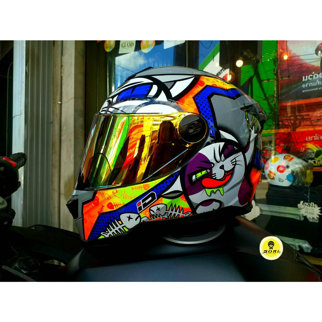 หมวกกันน็อค ID SPARTAN BT 2023 ลาย แมวซ่า S4 POPCAT (สีเงา)